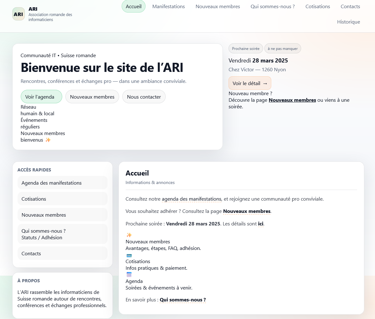 Illustration du projet :       Réalisation d'une maquette "vitrine" pour l'association romande des informaticiens            